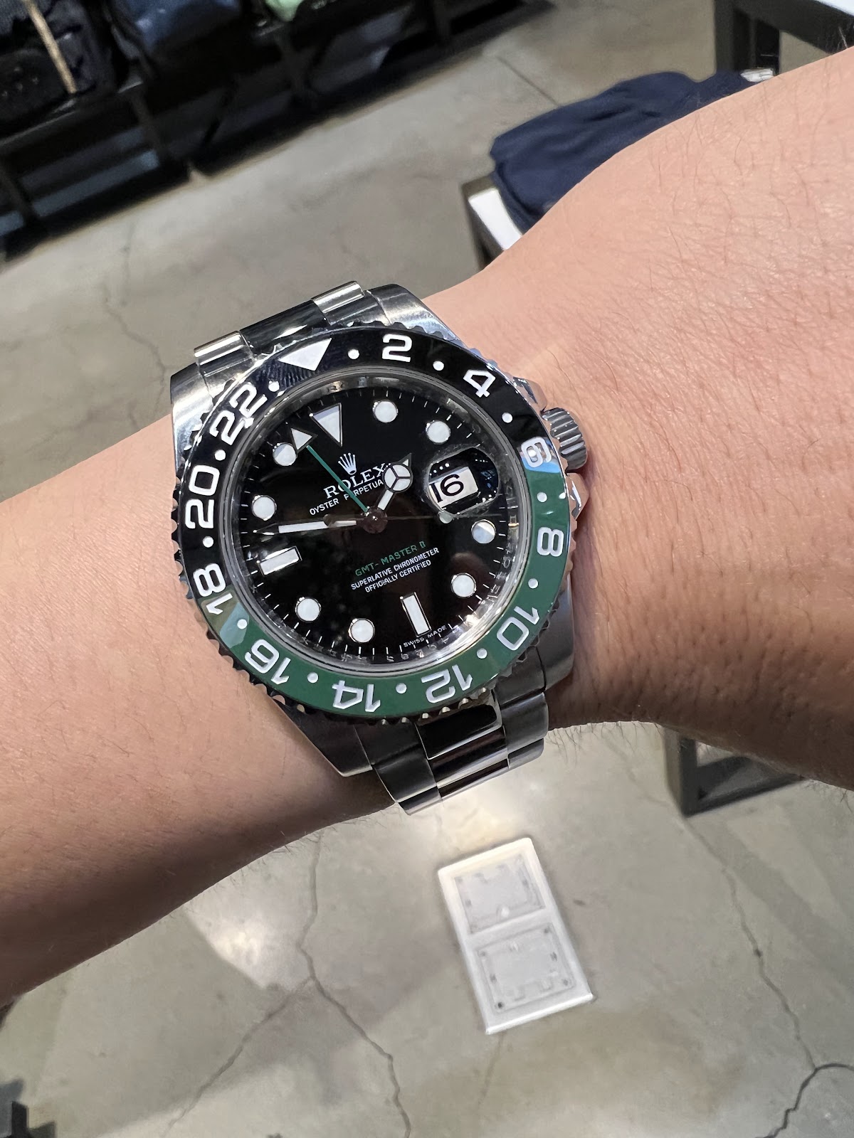 Rolex GMT-Master II Sprite, worn